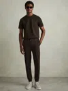 Reiss Chocolate Brown Interlock-jersey Drawstring Joggers