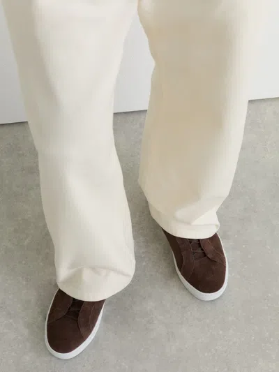 Reiss Chocolate Brown Jenson Suede Suede Lace-up Trainers