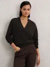 Reiss Chocolate Brown Cashmere V-neck Jumper In Black