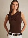 Reiss Chocolate Brown Knot Detail Jersey Bodysuit
