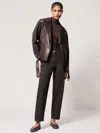 Reiss Chocolate Brown Leather Biker Jacket In Brown