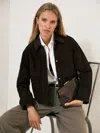 Reiss Chocolate Brown Suede Oversized Jacket In Black
