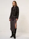 Reiss Chocolate Brown Suede-lapel Leather Biker Jacket In Brown