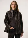 Reiss Womens Chocolate Brown Layla Zip-up Leather Jacket In Brown