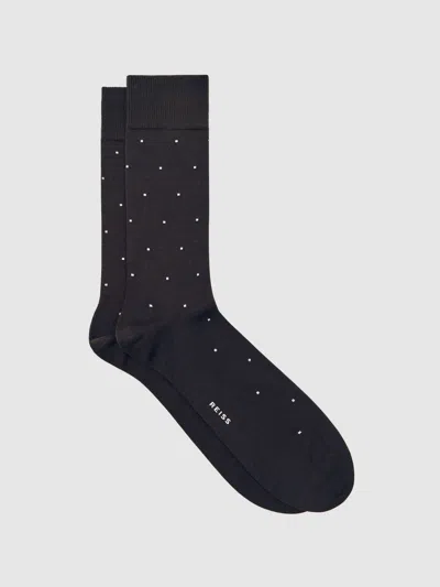 Reiss Chocolate Brown Mario Spot Socks In Blue