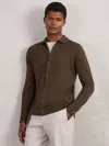 Reiss Chocolate Brown Merino Wool Button-through Cardigan