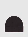 Reiss Chocolate Brown Merino Wool Rib-knit Beanie