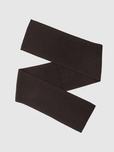 Reiss Chocolate Brown Merino Wool Rib-knit Scarf