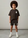 Reiss Chocolate Brown / Off White 3-9 Yrs Jersey Drawstring R Print Shorts