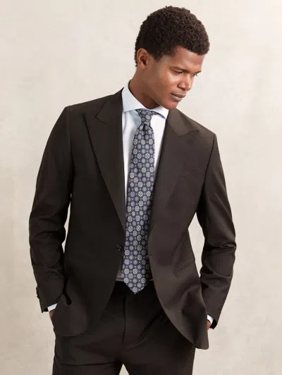 Reiss Chocolate Brown Oscar Regular-fit Single-breasted Wool-blend Suit Blazer