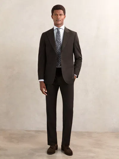 Reiss Chocolate Brown Oscar Regular-fit Wool-blend Suit Trousers