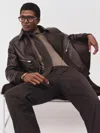 Reiss Chocolate Brown Burnished-leather Zip-through Jacket In Brown