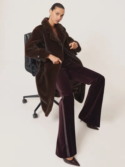 Reiss Chocolate Brown Petite Faux-fur Long Belted Coat