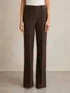Reiss Chocolate Brown Petite High Rise Flared Trousers