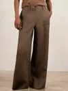 Reiss Petites Heather Wide Leg Palazzo Pants In Mink Neutral