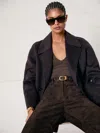 Reiss Chocolate Brown Petite Suede High-rise Flared Trousers
