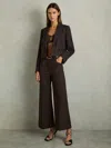 Reiss Chocolate Brown Petite Twill Culotte Trousers