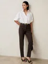 Reiss Chocolate Brown Pintuck Tapered Trousers