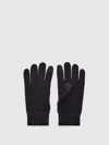 Reiss Mens Chocolate Brown Lawson Ribbed Merino-wool Touchscreen Gloves In Blue