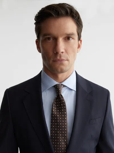 Reiss Chocolate Brown Salvatore Linen-silk Blend Micro-square Tie In Black