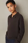 Reiss Chocolate Brown Senior Wool-cashmere Open-collar Jumper In Chocolate Brown