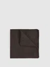 Reiss Chocolate Brown Silk Blend Herringbone Pocket Square In Brown
