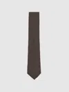 Reiss Chocolate Brown Silk Blend Textured Tie