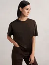 Reiss Chocolate Brown Silk Short-sleeve Top In Brown