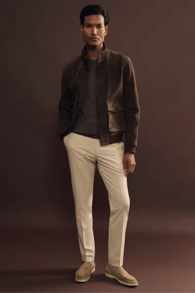 Reiss Chocolate Brown Roland Suede Harrington Jacket