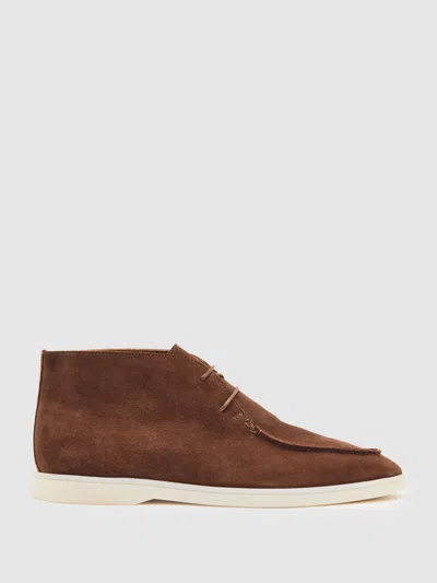 Reiss Chocolate Brown Suede Lace-up Chukka Boots