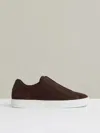 Reiss Chocolate Brown Suede Slip-on Elasticated Trainers In Brown