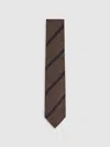 Reiss Chocolate Brown Wool-silk Striped Tie