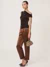 Reiss Chocolate Brown Velvet Off-shoulder Top In Brown