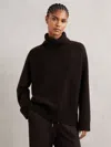 Reiss Chocolate Brown Wool-cashmere Roll-neck Jumper