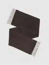 Reiss Chocolate Brown Wool-cashmere Script-logo Scarf In Brown