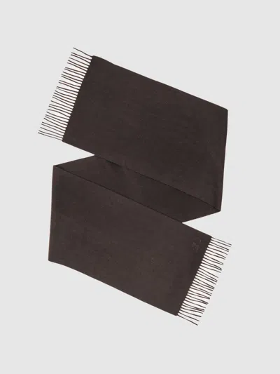 Reiss Chocolate Brown Wool-cashmere Script-logo Scarf