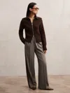 Reiss Chocolate Brown Wool Zip-through Rib-knit Cardigan In Brown