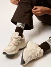 Reiss Chocolate Brown/ecru/navy Monogram Cotton-blend Rib Sport Socks In Brown