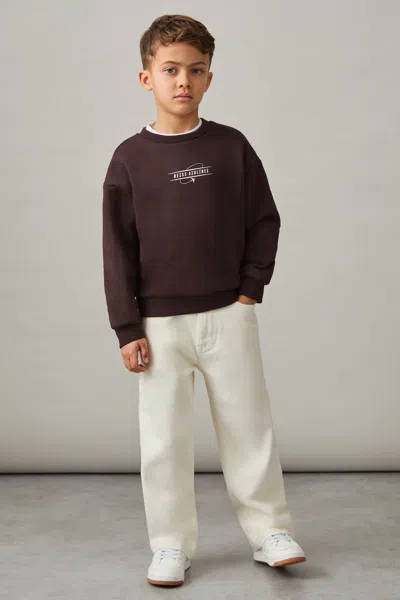 Reiss Kids' 9 Years In Chocolate Brown/off White