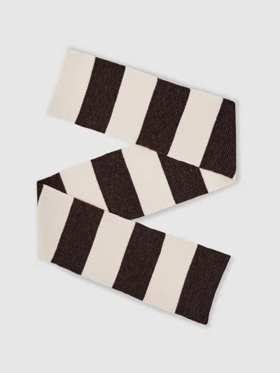 Reiss Chocolate Brown/off White Scarve