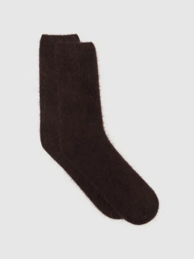 Reiss Chocolate Brushed Cashmere Socks In Brown