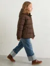 Reiss Chocolate 3-9 Yrs Short Hooded Puffer Coat In Brown