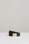 Reiss Chocolate Eva Suede Square-buckle Belt In Chocolate