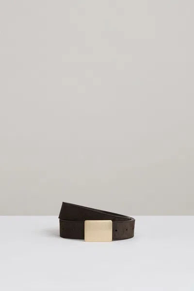 Reiss Chocolate Eva Suede Square-buckle Belt