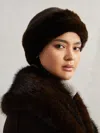 Reiss Chocolate Faux Fur Hat In Brown