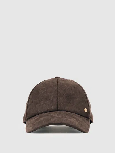 Reiss Chocolate Faux Suede Baseball-style Cap In Brown