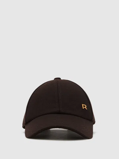 Reiss Chocolate Fiona Wool-blend Flannel Baseball Cap