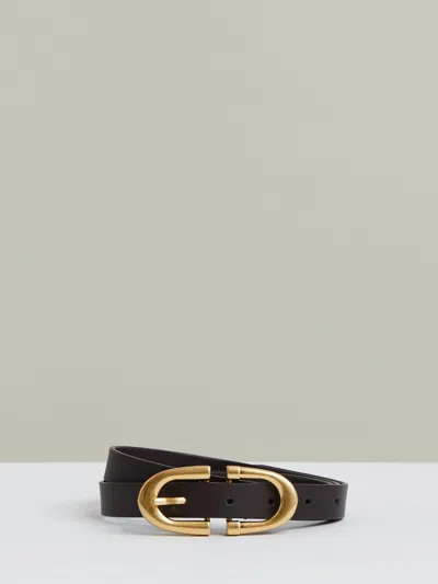 Reiss Chocolate Horseshoe Belt In Brown