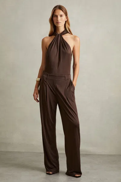 Reiss Women's Brown Wide Leg Jumpsuit In Chocolate