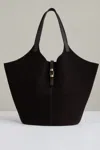 Reiss Chocolate Leather And Suede Tote Bag In Chocolate